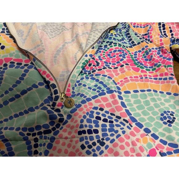 Lilly Pultizer Womens Jacket 1/2 Zip Skipper Popover Seashell Multicolor Mosaic - Picture 4 of 12
